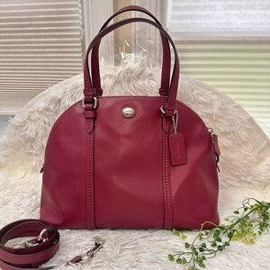 Coach Peyton Cora Magenta Leather Domed Satchel Crossbody Convertible Bag F25671